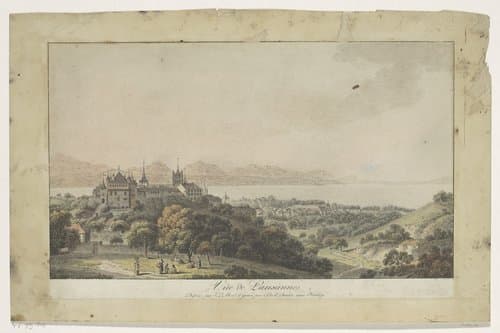 Gezicht op de Zwitserse stad Lausanne by Balthasar Anton Dunker