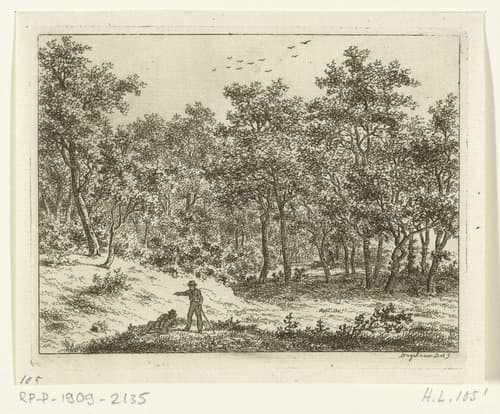 Landschap met een liggende en een staande man by Ernst Willem Jan Bagelaar