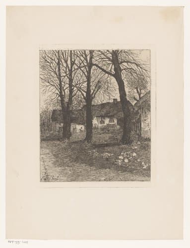 Boerenhofstede met drie bomen by Emile de Baré