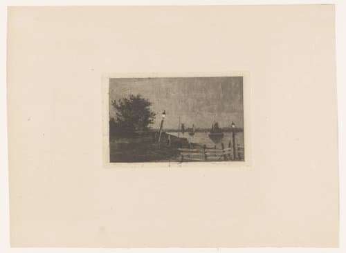 Nachtgezicht op een rivier by Emile de Baré