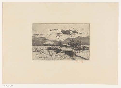 Winterlandschap met boerderij by Emile de Baré