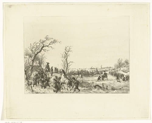 Overtocht van de Franse troepen over de Waal in januari 1795 by Joannes Bemme