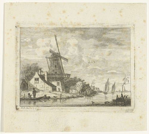 Riviergezicht met molen by Carel Frederik Bendorp (II)