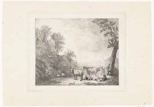 Herders met hun vee by Johannes Arnoldus Boland