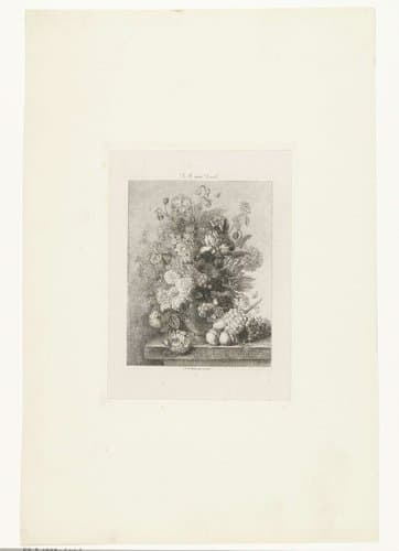 Stilleven van bloemen en vruchten by Johannes Arnoldus Boland
