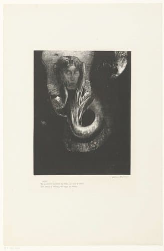 Oannès: Moi, la première conscience du Chaos, j'ai surgi de l'abîme pour durcir la matière, pour régler les formes; by Odilon Redon