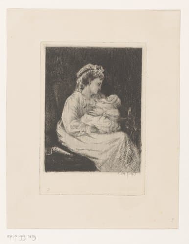 Moeder met baby in de armen by Constant Aimé Marie Cap