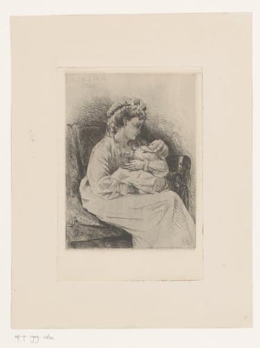 Moeder met baby in de armen by Constant Aimé Marie Cap