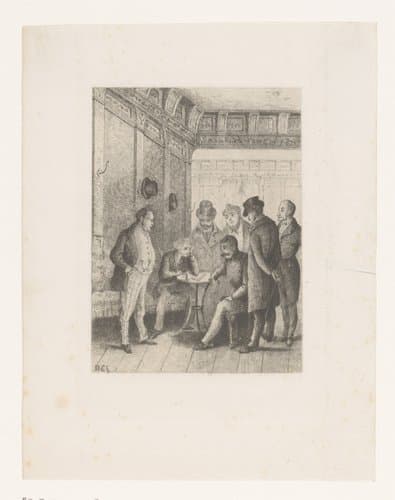 Dominospelers in een interieur by D. Cheneux