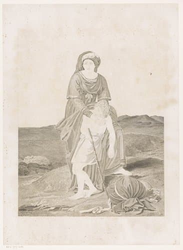 Hagar en Ishmael in de woestijn by Erin Corr