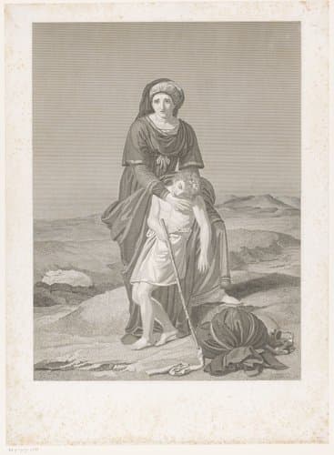 Hagar en Ishmael in de woestijn by Erin Corr