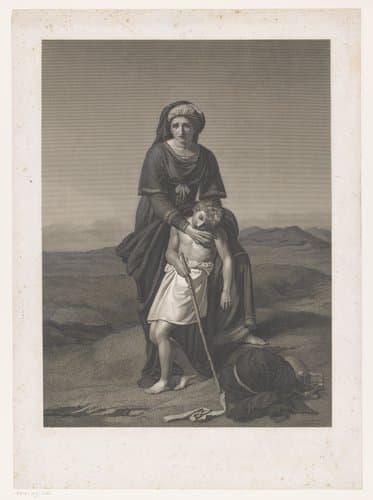 Hagar en Ishmael in de woestijn by Erin Corr