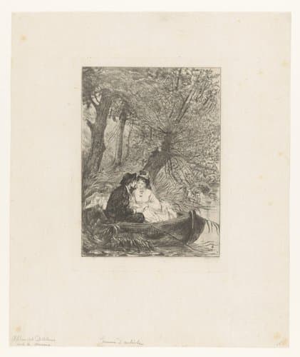 Twee geliefden in een schuit by Albert Dillens