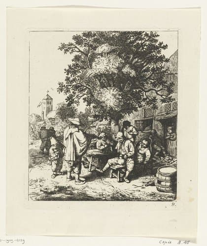 Vioolspeler en een jonge lierdraaier by anonymous