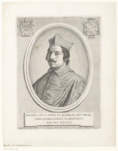 Portretten van kardinalen met twee wapenschilden by Giuseppe Maria Testana