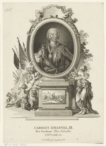 Portret van Karel Emanuel III, koning van Sardinië by Johann Esaias Nilson