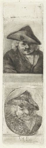 Dubbelportret van een man met een steek, mogelijk Joannes van Dreght by Aert Schouman