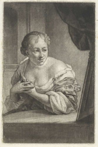Vrouw voor een spiegel by Aert Schouman