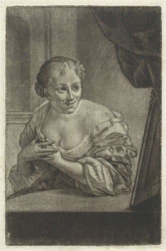 Vrouw voor een spiegel by Aert Schouman