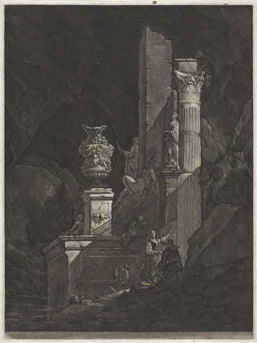Klassieke ruïnes in een grot by Pieter Anthony Wakkerdak