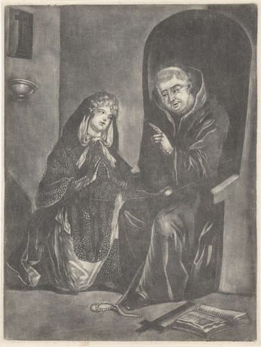Jonge vrouw biecht bij een priester by anonymous