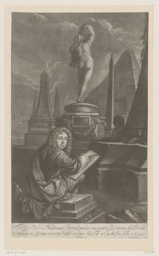 Portrait of Hadriaan Beverland Drawing a Statue of Venus by Isaac Beckett