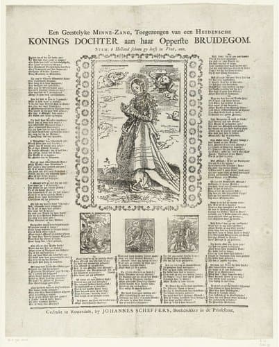 Pamflet met Catharina van Alexandrië en tekst by Lucas Cranach (I)
