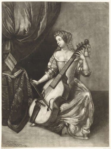 Vrouw met een viola da gamba by Pieter Schenk (I)