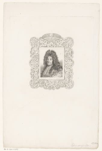 Portret van Lodewijk XIV in een lijst