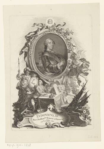 Portret van Lodewijk XV, koning van Frankrijk by Johann Esaias Nilson