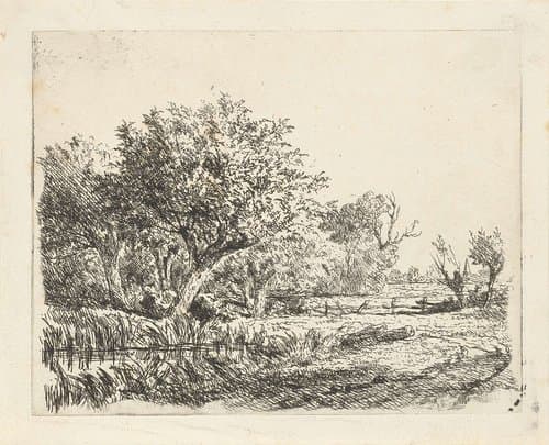 Wilgen bij een poel by Adrianus van Everdingen
