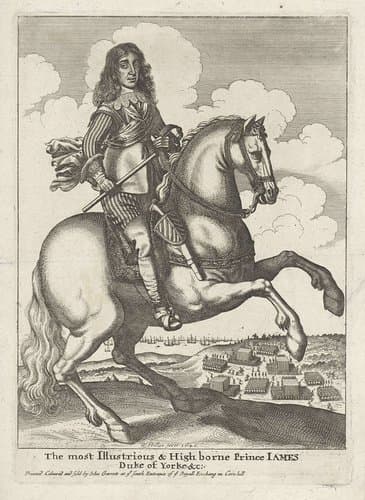 Ruiterportret van Jacobus II by Wenceslaus Hollar