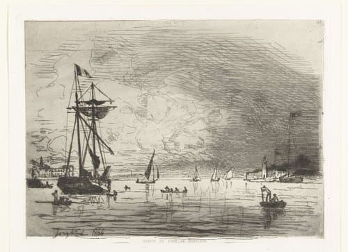 Uitgang van de haven van Honfleur by Johan Barthold Jongkind