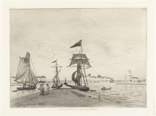 Aanlegsteiger bij Honfleur by Johan Barthold Jongkind