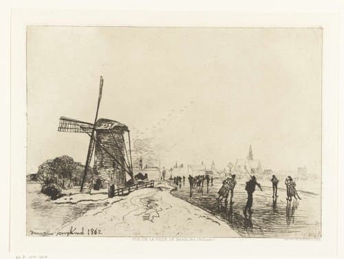 Gezicht op Maassluis by Johan Barthold Jongkind