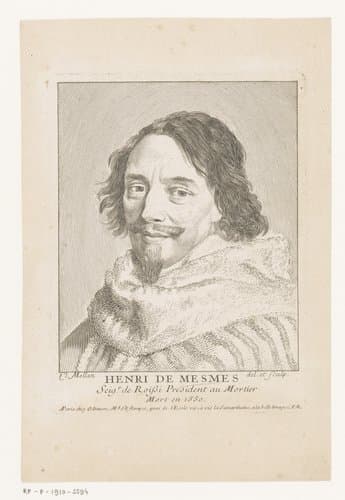 Portret van Henri de Mesmes heer van Roissy by Claude Mellan