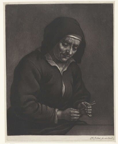 Vrouw aan een tafel by Wallerant Vaillant