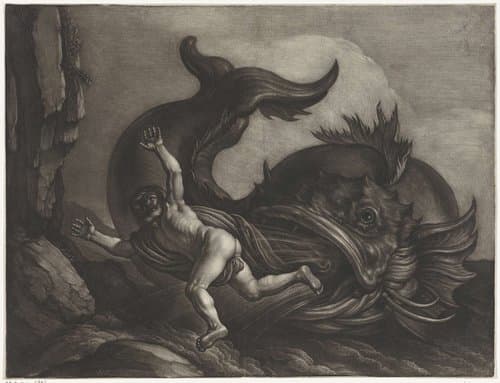 Jona door de vis uitgespuwd by Wallerant Vaillant