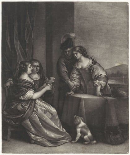 Brieflezende vrouw op een terras by Wallerant Vaillant