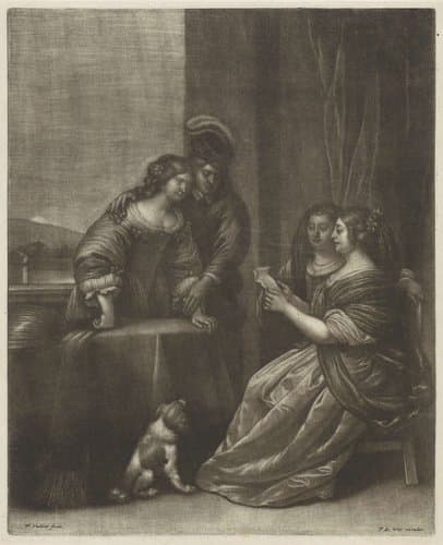 Brieflezende vrouw op een terras by Wallerant Vaillant