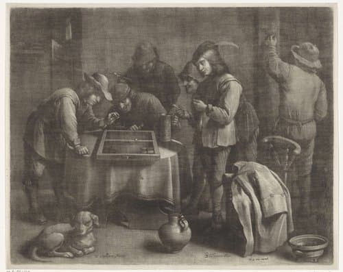 Herberg met triktrakspelers by Wallerant Vaillant