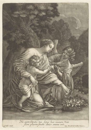 Maria met het Christuskind en een engel by anonymous