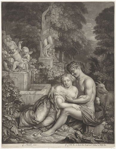 Vertumnus en Pomona by Gerard Valck
