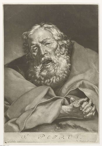 Boetvaardige Petrus by Nicolaas Verkolje