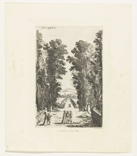 Wandelaars op een terras by Johannes Arnoldus Boland