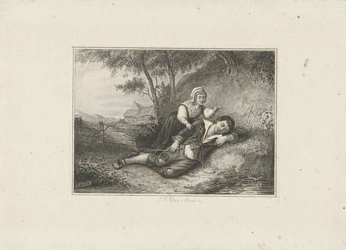 Slapende jongen by Jan Baptist Tetar van Elven