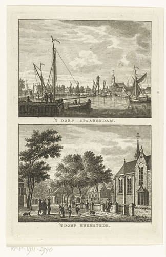 Twee dorpsgezichten te Spaarndam en Heemstede by Carel Frederik Bendorp (I)