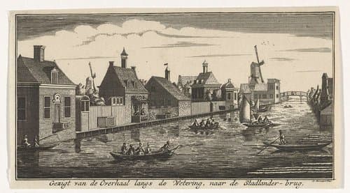 Gezicht op de wetering richting de Stadlanderbrug by Gerardus Condet