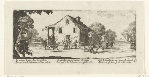 Soldaten plunderen een herberg by anonymous