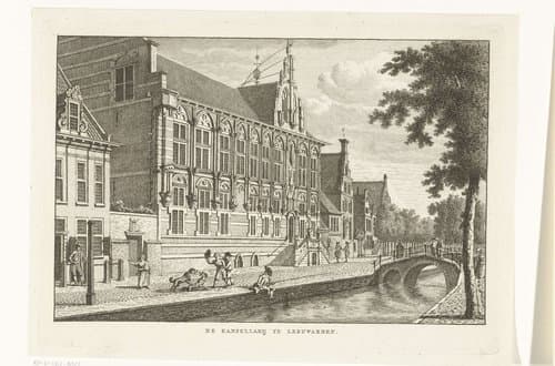 Stadsgezicht met Kanselarij te Leeuwarden by Carel Frederik Bendorp (I)